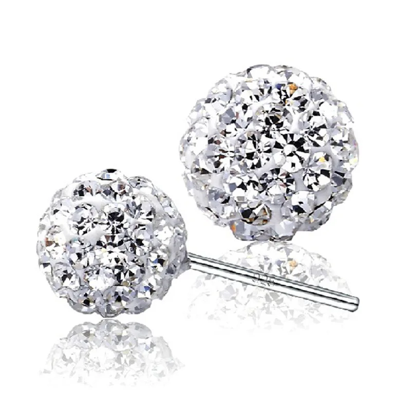 Женские серьги гвоздики с кристаллами S925 6/8/10 мм|crystal stud earrings|stud earringsstud earrings wholesale |