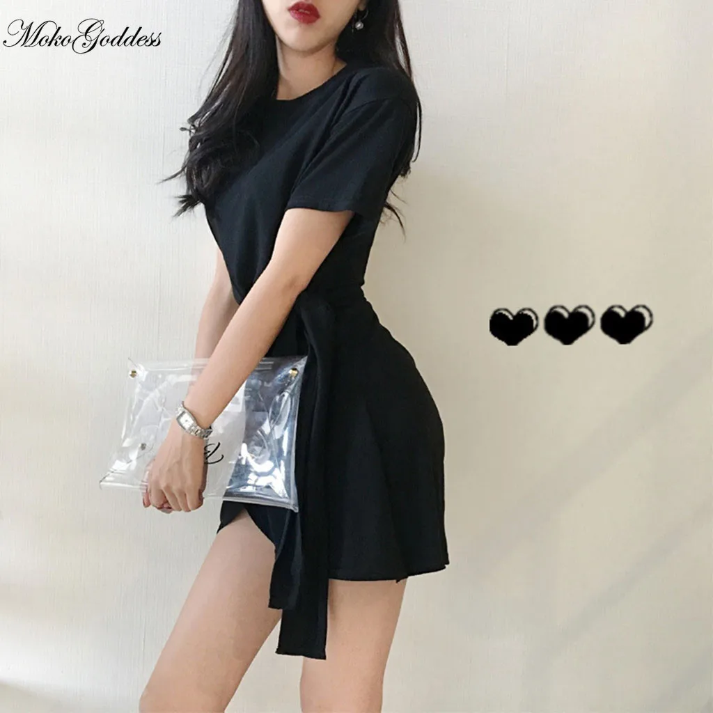 

Women Summer Dress Casual Black Dresses O Neck Short Sleeve Party Mini Dresses sukienka Summer Beach Dress vestidos de verano