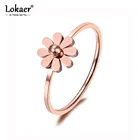 Кольцо для девочек Lokaer, розовое золото, украшение в виде цветка маргаритки, подарок на Рождество и новый год, R18138