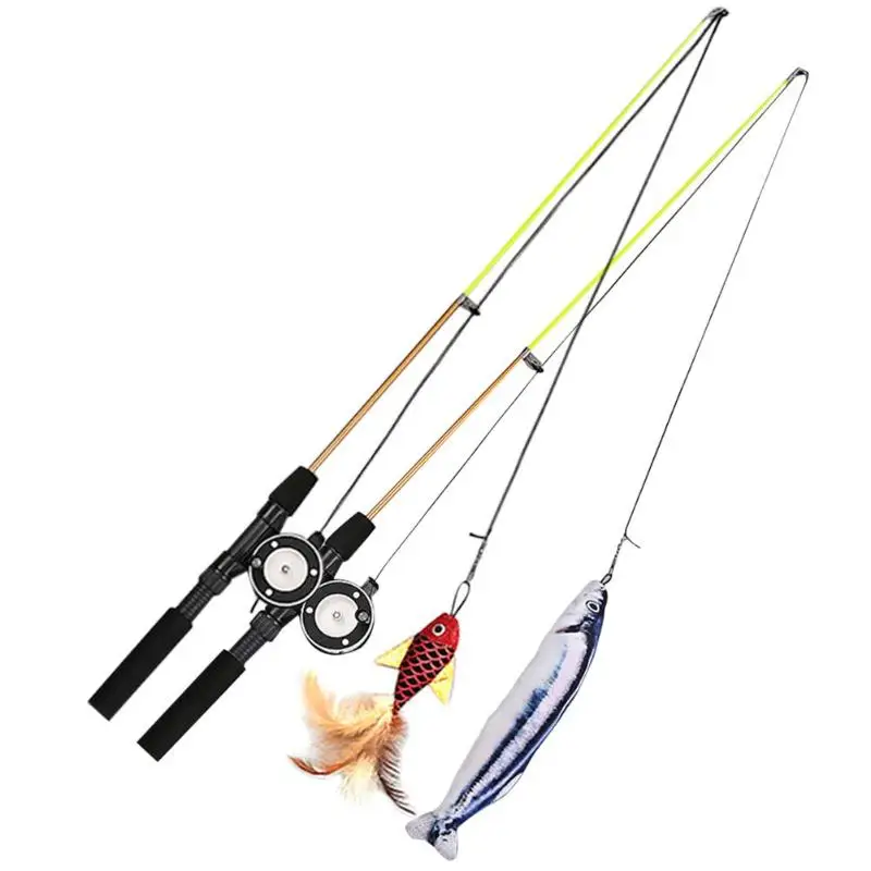1PC Teaser Feather Toys for Kitten Funny Retractable Rod Cat Wand Head Pet Toy Product | Дом и сад