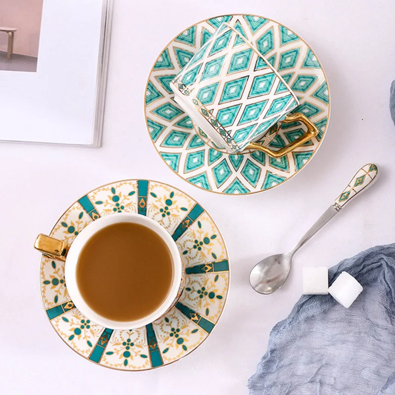 Кофейная чашка в скандинавском стиле из костяного фарфора блюдце ложка набор 200