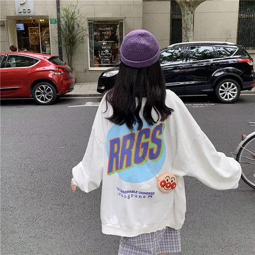 Повседневные свободные белые свитера с круглым вырезом и длинными рукавами