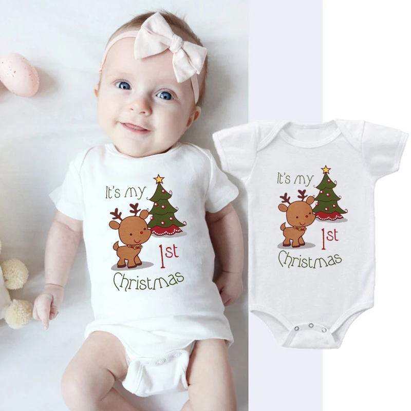 Мой первый комбинезон для малышей Рождественский хлопковый боди новорожденных