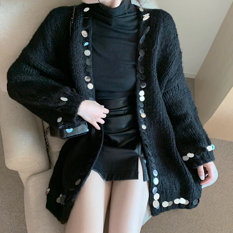 

COIGARSAM Solid Women Skirt Turtleneck Khaki Skirts Apricot Sweater Black Render Upper 3158