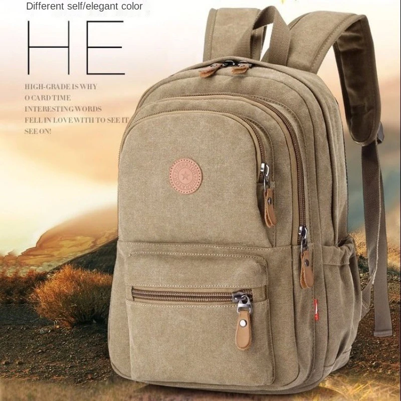 Thickening and Wear-Resistant Canvas Backpack Unisex Small and Medium Luggage Bag Denim Fabric Retro Student Schoolbag