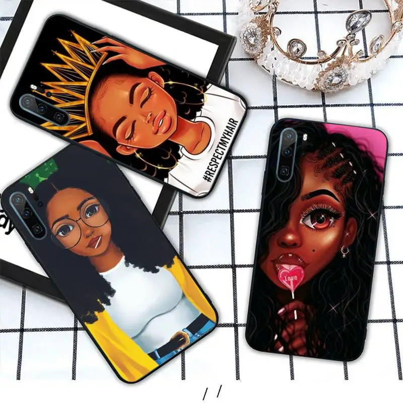 

black girl African Beauty Phone Case For Huawei honor Mate P 10 20 30 40 i 9 8 pro x Lite smart 2019 nova 5t