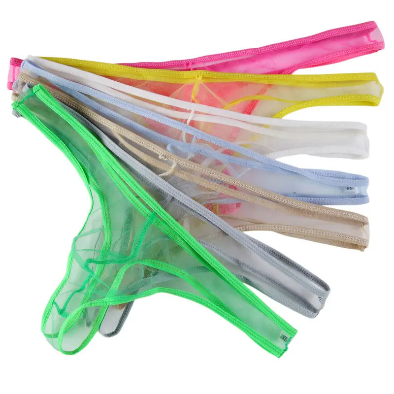 Мужские стринги 8 шт./лот сетчатые прозрачные слипы сексуальное нижнее белье гей