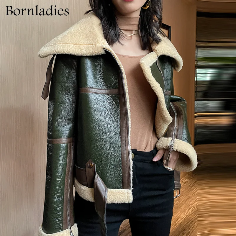 

Bornladies повседневное лоскутное цветное пальто из искусственной кожи женское модное пальто с отворотом и длинным рукавом для женщин осенний с...