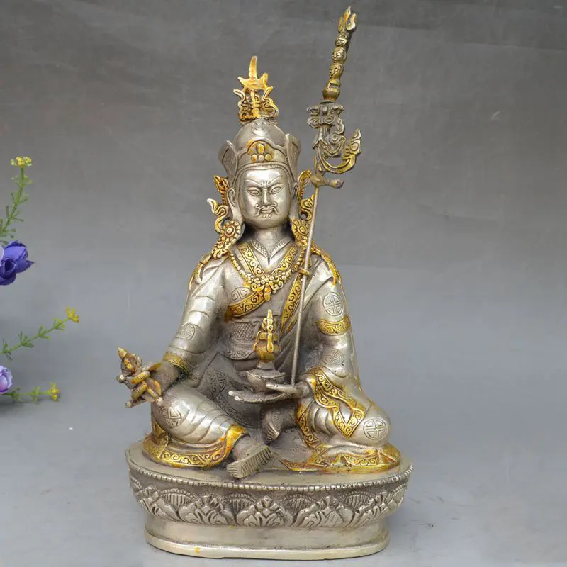 

Antique brass silver-plated handicraft ornaments Lotus master Buddha statue