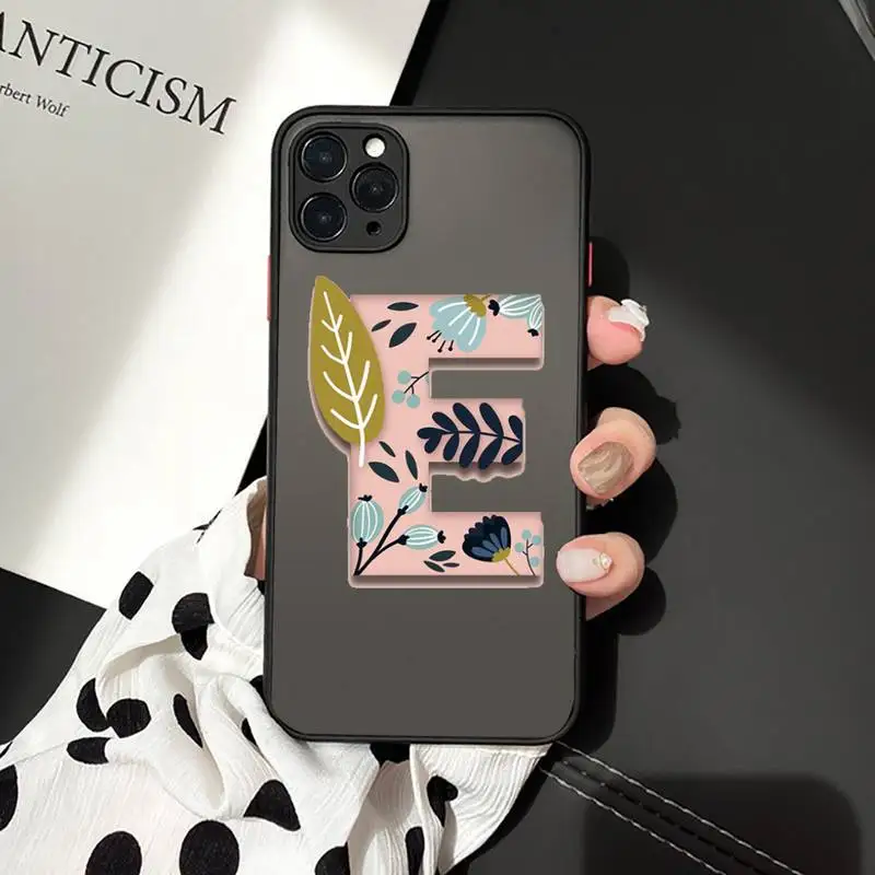 

26-letter name uppercase Phone Cases matte transparent For iphone 7 8 11 12 plus mini x xs xr pro max cover