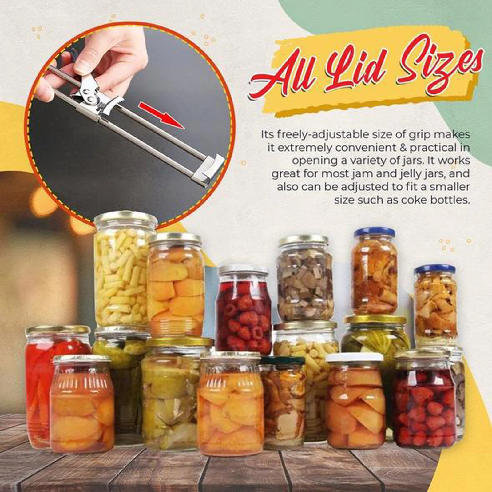 

Multifunction Adjustable Stainless Steel Can Opener Manual Jar Bottle Opener
