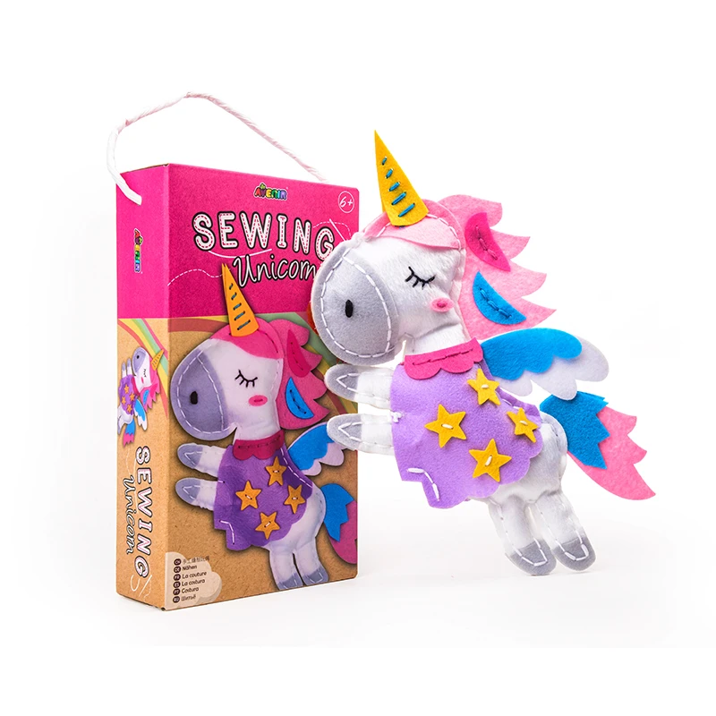 Unicorn DIY вязаная игрушка для шитья ручной работы детские подарки на день рождения DIY Ручная работа креативная развивающая Кукла мультфильм шитье Edu Игрушки для девочек - Цвет: Unicorn