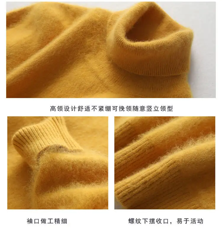 

100% Mink Cashmere turtleneck sweater women jumper 2020 autumn winter warm clothes pull femme hiver pullover sweater