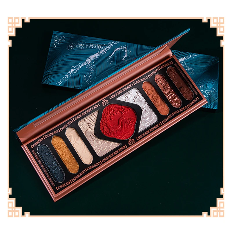 

2021chinese Ancient Phoenix Embossed Eyeshadow Palette Luxury Eyeshadow Sequins Waterproof Eye Shadow Cosmetic Beauty Product