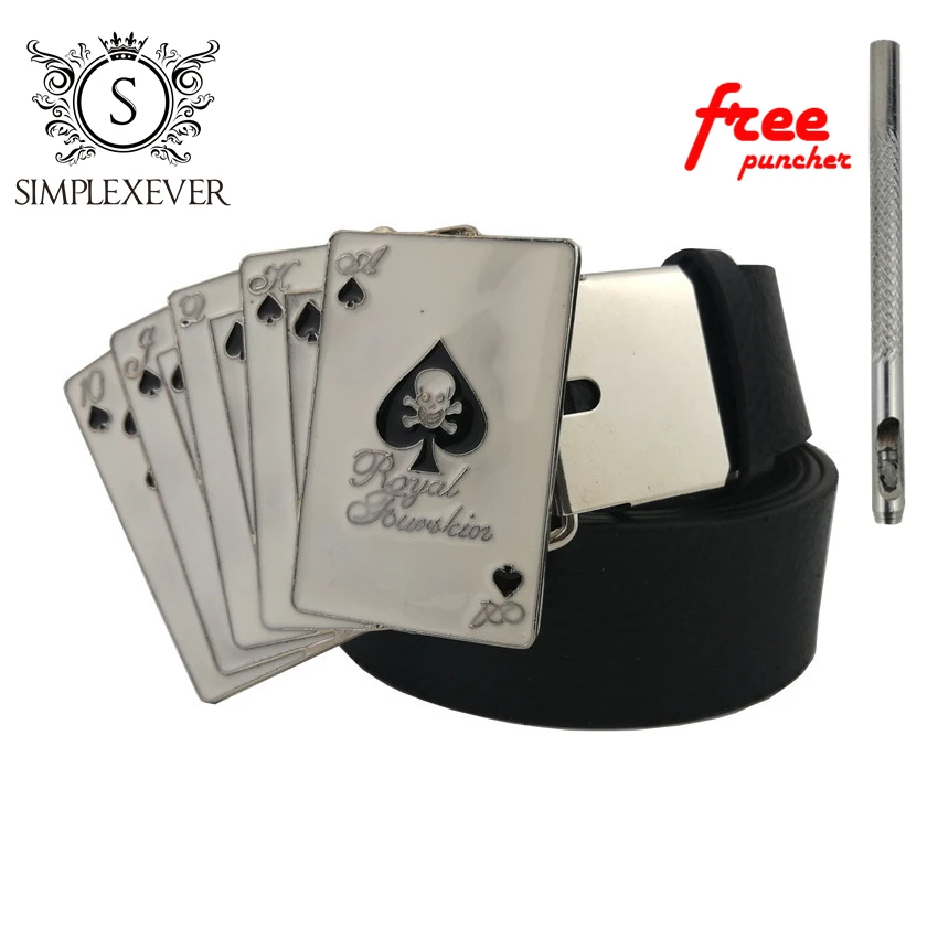 Ремень с пряжкой и подвеской в виде белой казино пряжка для ремня покер Прямая