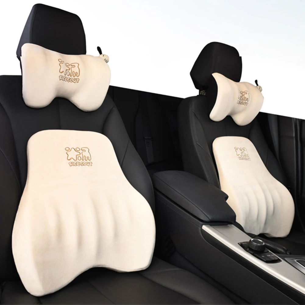 

Car Pillow Seat Headrest Slow Rebound Neck Rest Lumbar Pillow Auto Memory Cotton Protector Cushion Car Universal Head Support