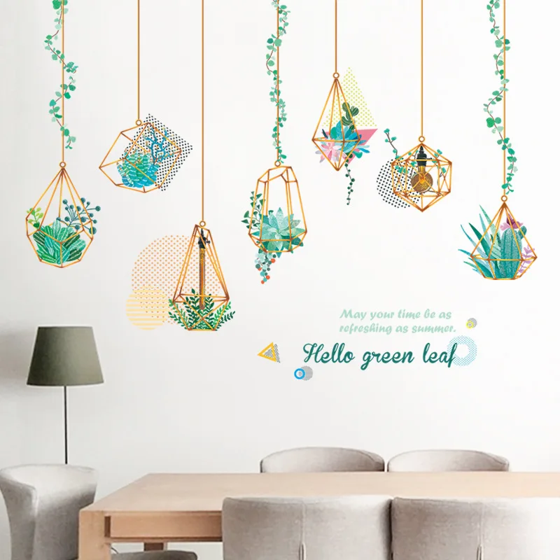 150*102 см большие зеленые листья настенные наклейки суккулентные растения Цветок