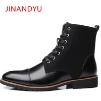 size38 48 mens boots leather casual business shoes waterproof ankle boots men autumn winter trend fashion lace up botas cowboy