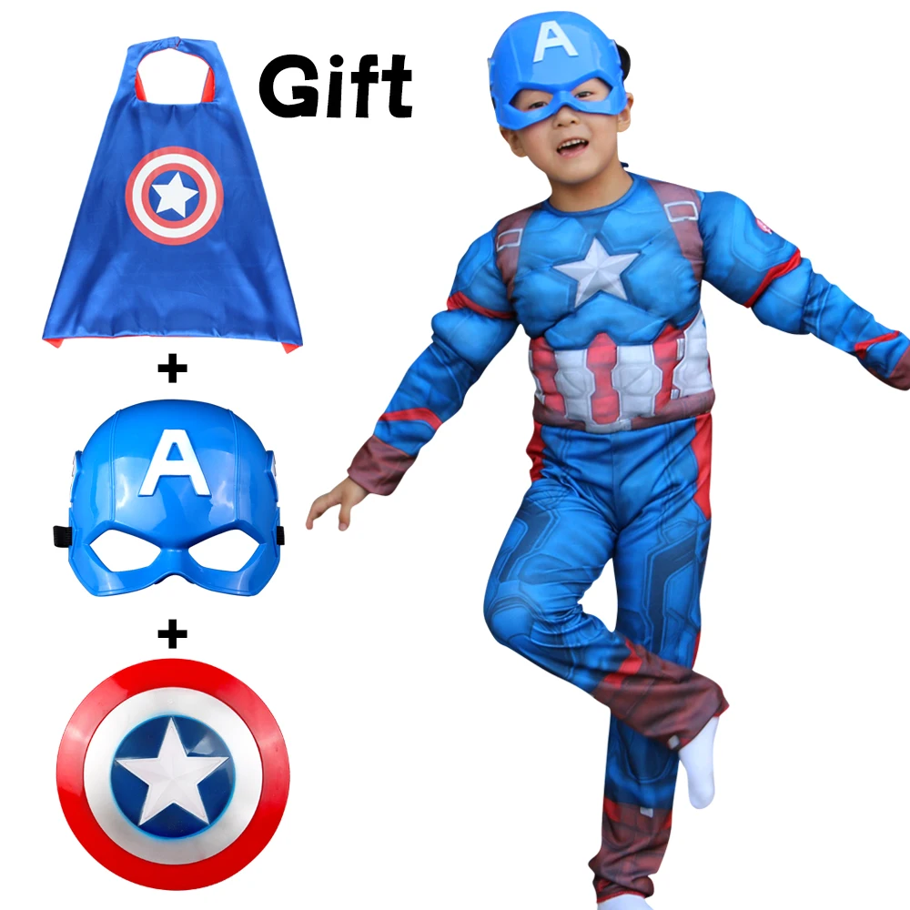 

Kids Captain Muscle Costume Anime Super Heroes Child American Christmas Cosplay for Kids Boys 3-12Y