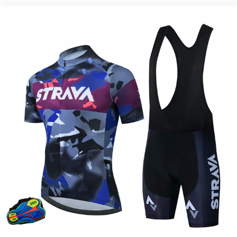 

Strava Cycling Team Summer Cycling Set 2022 Men's Short Sleeve Sports Summer Racing Professional Shirt Short Bike Jersey 20D Bib