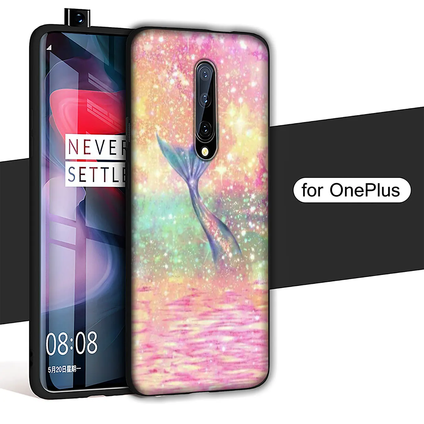 IYICAO Мягкий силиконовый чехол для телефона с хвостом русалки Oneplus 7T 7 Pro 6T 5T черный