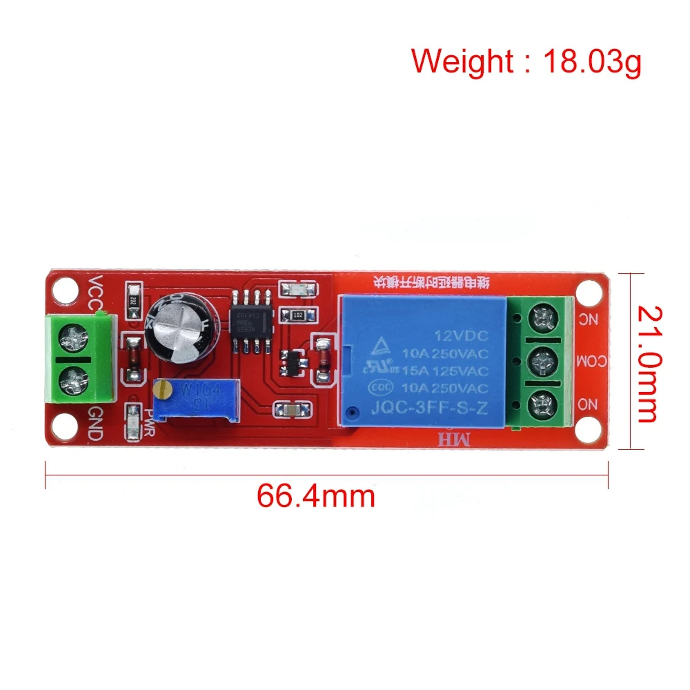 1PCS NE555 Timer Switch Adjustable Module Time delay relay DC 12V Delay shield 0~10S | Электронные компоненты и