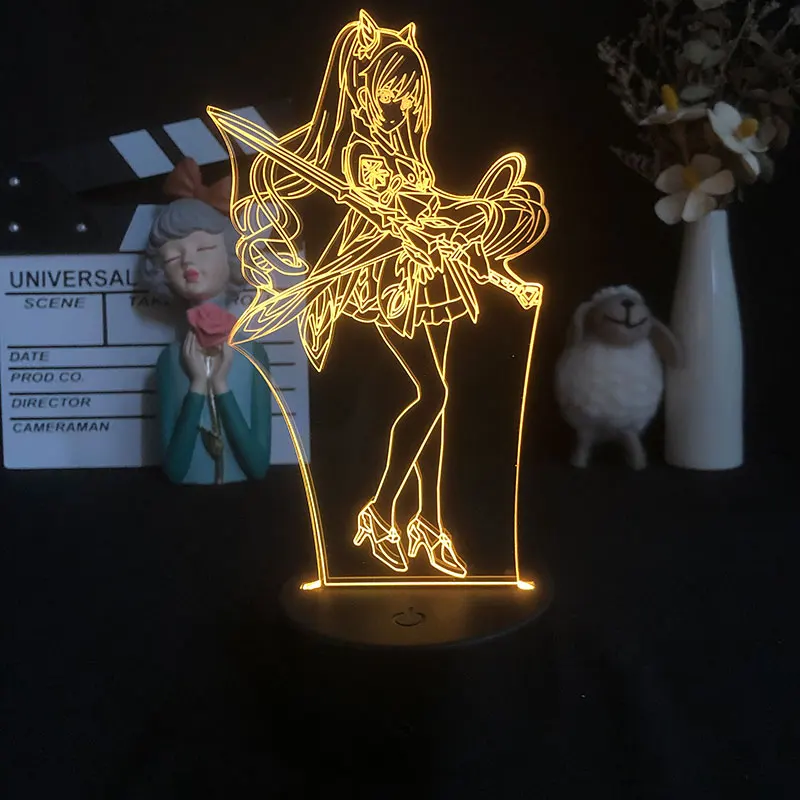 

3d-лампа Genshin Impact Keqing, японская аниме лампа, 3D ночник, будильник, базовая лампа, светсветильник, украшение для стола, проектор