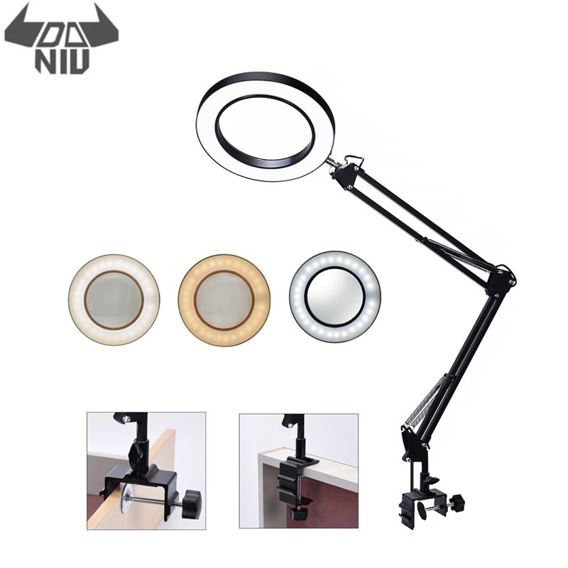 DANIU Гибкая Настольная Лупа 5X USB СВЕТОДИОДНЫЙ 3 цвета с подсветкой лампа лупа для