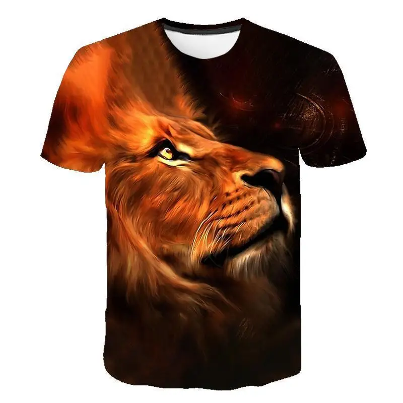 

Summer Men's T-shirt O-neck Short Sleeve Clothing Animal Lion 3D Printing T-shirt Men's T-shirt