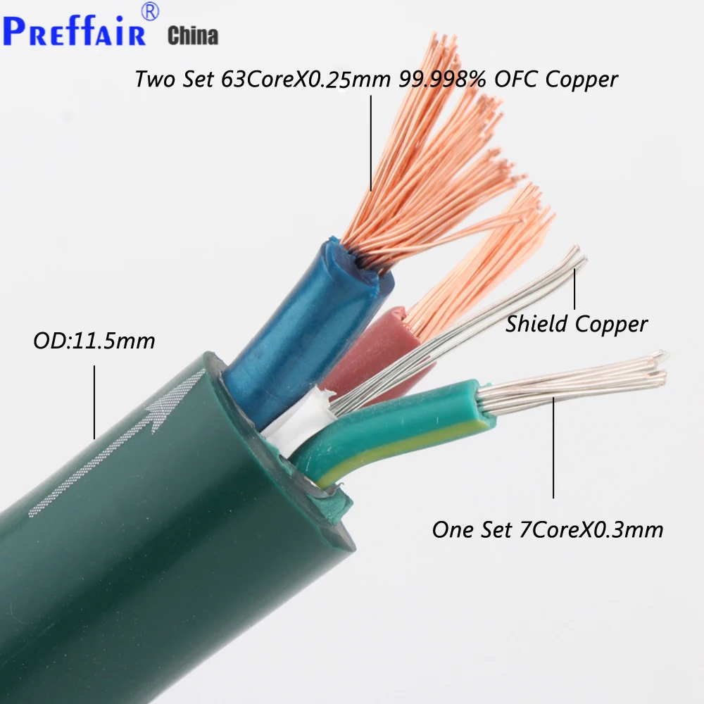 

Preffair D506 99.998% High Purity OFC Copper Conductor For audio HiFi AC Power Cord Extend Supply Cable
