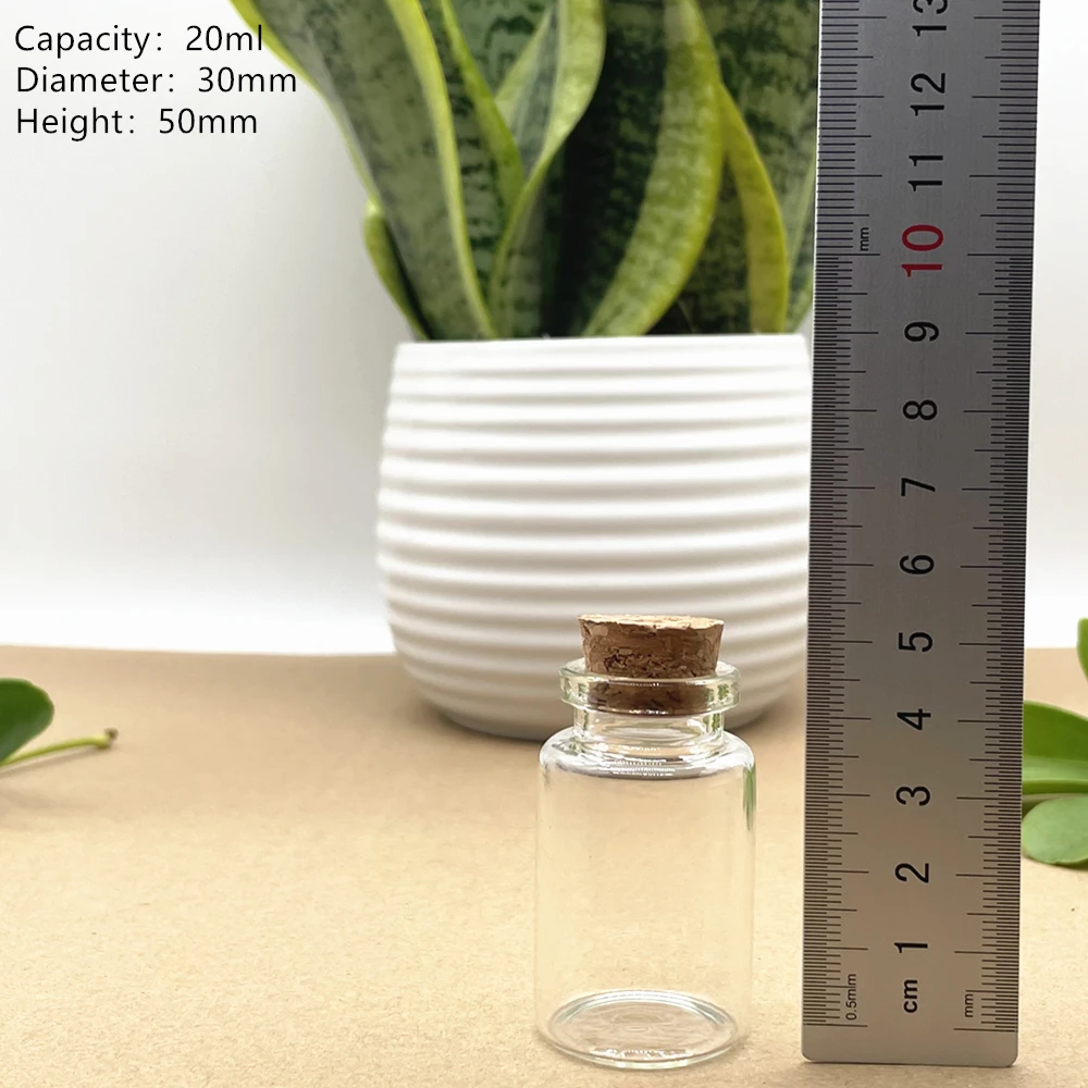 

24 Piece Glass Bottle 30*50mm 20ml Mini with Cork Test Tube stash Jar Stopper Empty Transparent Tiny Bottles Spice Storage