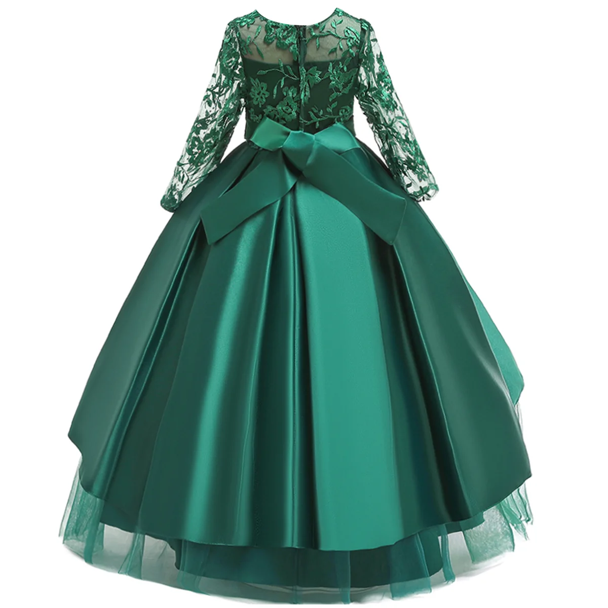 Retro Princess Dress Tulle Lace Ball Gown Long Wedding Bridesmaid Dresses for Kids Birthday Girls Photography Props |