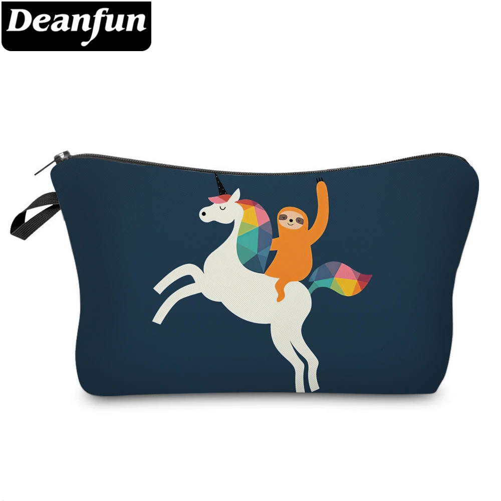 Маленькая косметичка Deanfun с единорогом и ленивцем, сумки для макияжа, сумки для кошельков, милые сумки для хранения для женщин, подарок 51805