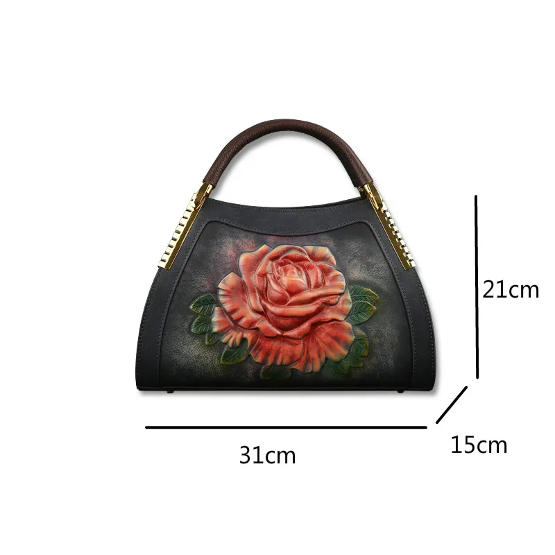 

Bestform Genuine Leather Vintage Embossing Women Handbags 2021 New Fashion Casual Tote Cowhide Leisure Shoulder&Crossbody Bags