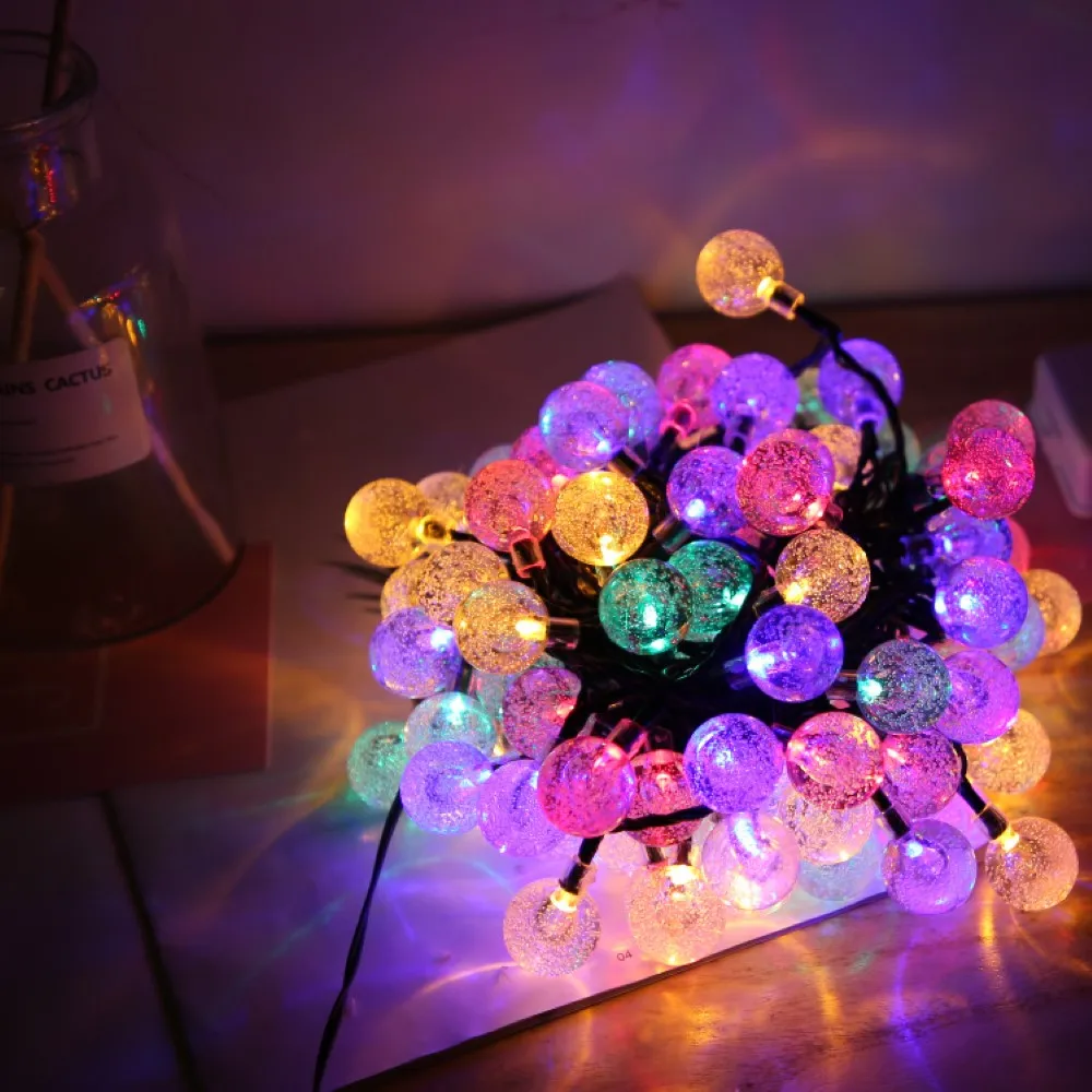 

100 LEDs 12m Crystal Ball Solar Light Outdoor IP65 Waterproof String Fairy Lamps Solar Garden Garlands Christmas Decoration