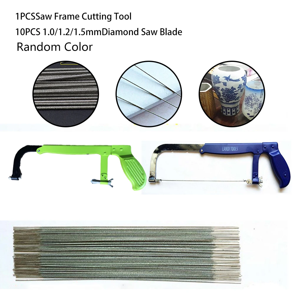 

Frame Sawbow Coping Saw Diamond Frame Cutting Tool + 10Pcs Saw Blades For Ceramics Glass Stone Wine Bottle