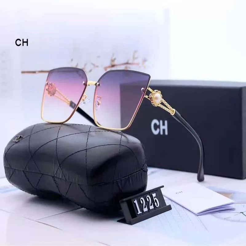

2021 New Brand Designer Sexy Cateye Pearl Sunglasses Woman Original Logo Retro Metal Gradient Glasses Women's Sun Visor UV400