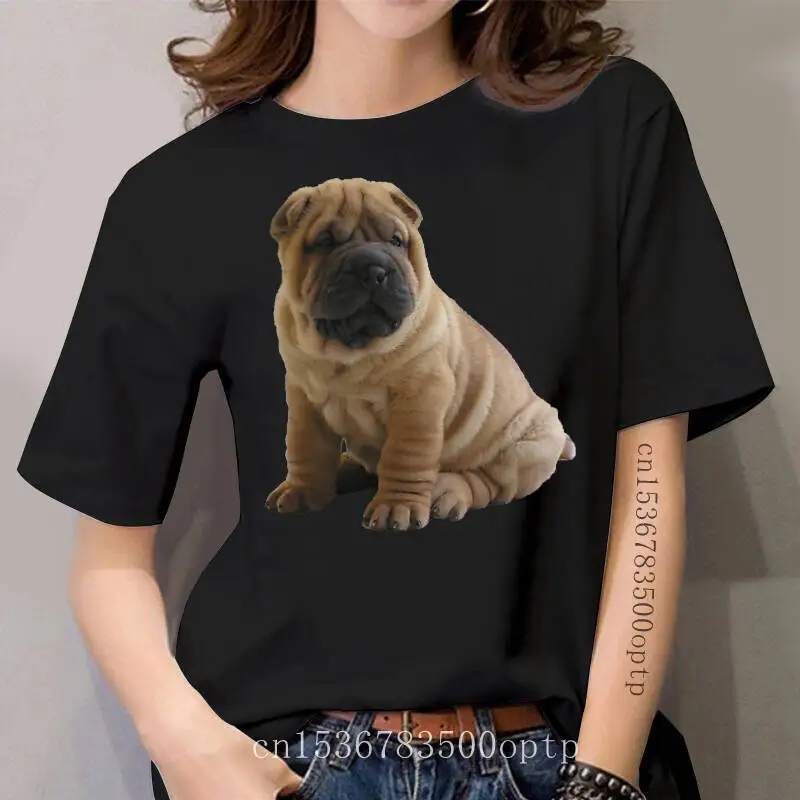 

Hip Hop Novelty T Shirts women Brand Clothing Shar Pei Cute Dog Tee Shirt