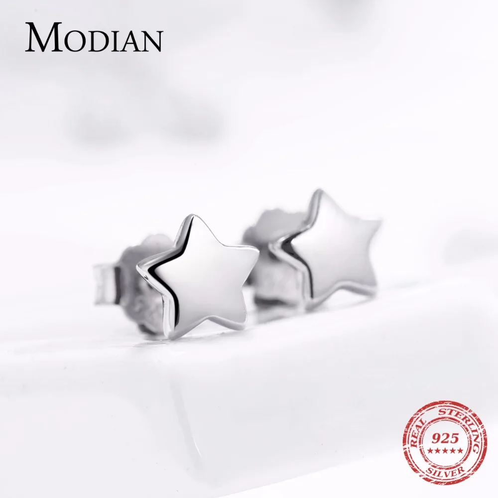 Modian 2021 Аутентичные 925 стерлингового серебра изысканный простые серьги-гвоздики