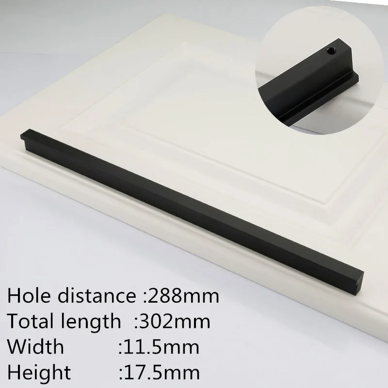 Black 288mm KK& FING, американский Твердый алюминиевый сплав, дверные ручки для шкафа, ручки для ящиков, ручки для шкафа, дверные ручки, оборудование для обработки мебели - Цвет: Black 288mm