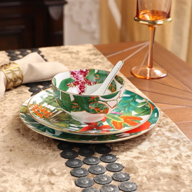 2021 New Arrival Tableware Set Jingdezhen High-End China Household Bowl and Dish Luxury Phnom Penh Gift Porcelain Hylaea Plates | Дом и сад