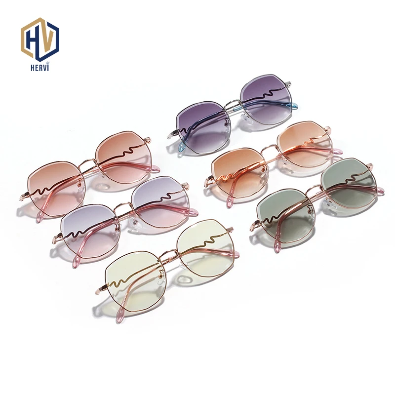 

Curve Fashion Metal Round Frame Sunglasses Woman Color Candy Colors Sun Glasses High Quality Gradient Eyeglasses UV400