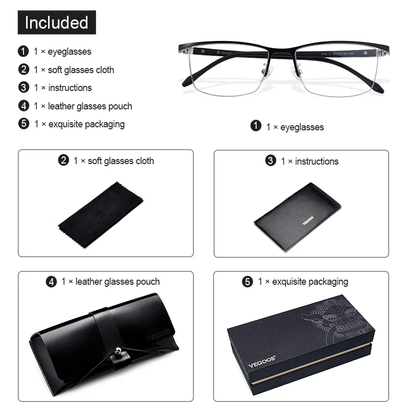 Компьютерные очки VEGOOS мужские квадратные с защитой от синего излучения в деловом
