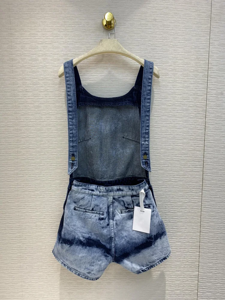 2020 New Spring&summer  Tie Dye  Zipper Fly  Softener  Loose  Overalls  Women Shorts