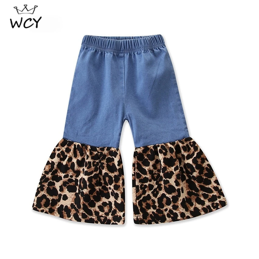 Джинсы-клеш детские с леопардовым принтом в винтажном стиле | Детская одежда и