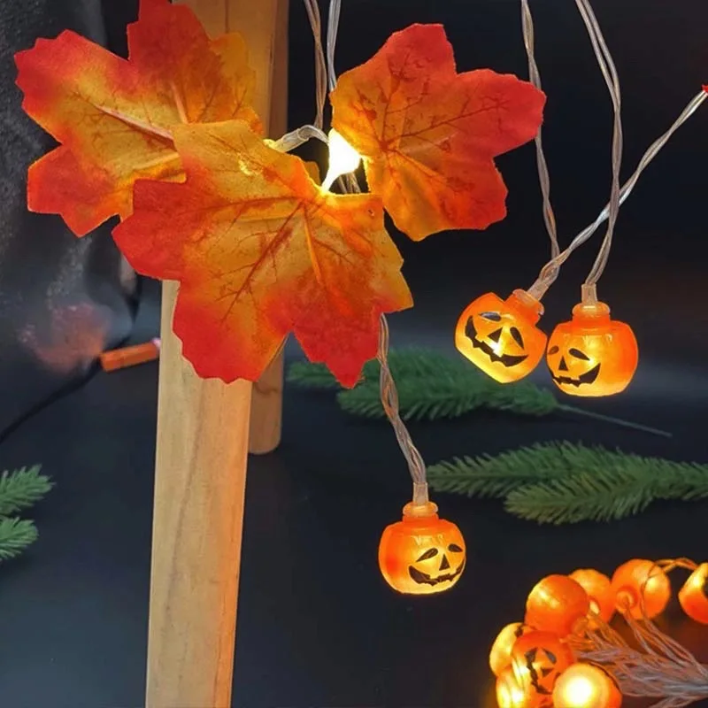 

10/20 LED Pumpkin Maple Leaf Garland String Lights Led Fairy Lights for Christmas Decoration Halloween Thanksgiving Decor Light