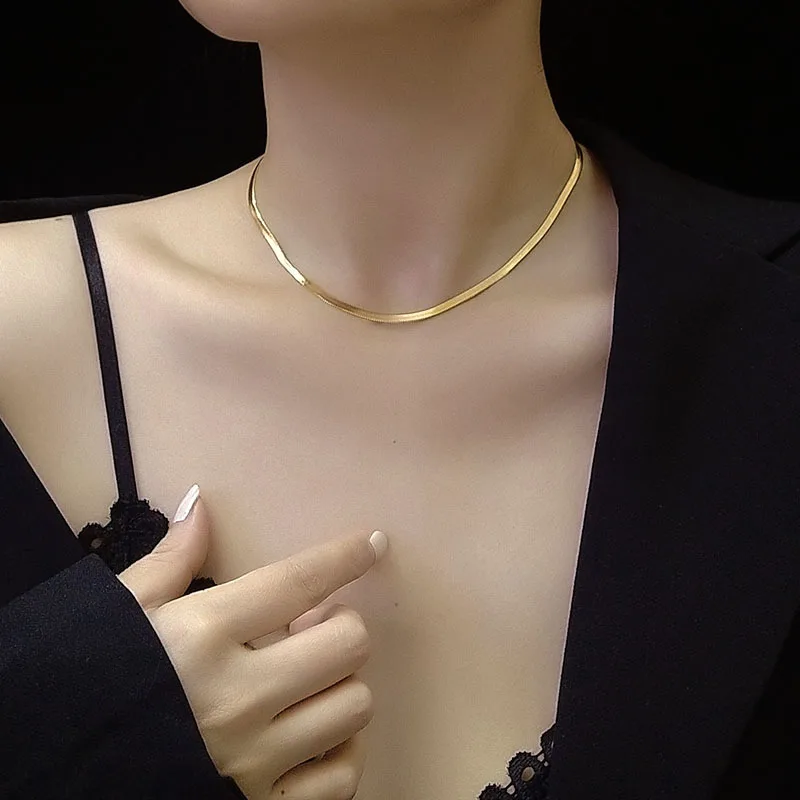 

Fashion 24K Gold Necklace 4MM50CM Blade Necklace Men's & Women's Jewelry Gifts