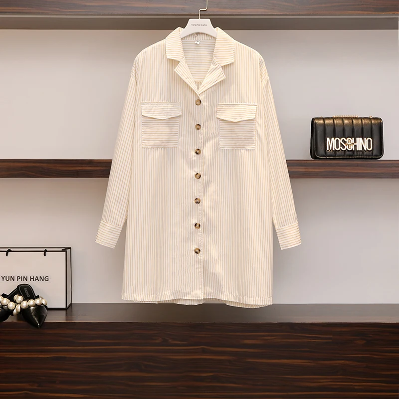 

Suits Autumn Outfit Women Long Stripe Shirt Yellow Irregular Skirt Belt Two-Piece Clothing Set Sweet Girl Clothes Vestido Top