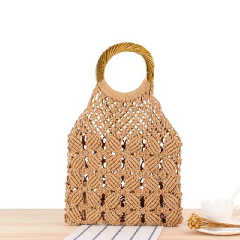 

Wooden Handle Replacement DIY Handmade Woven Bag Handbag Handles Ring For Female Portable Bag Strap Tote Bag Accessories