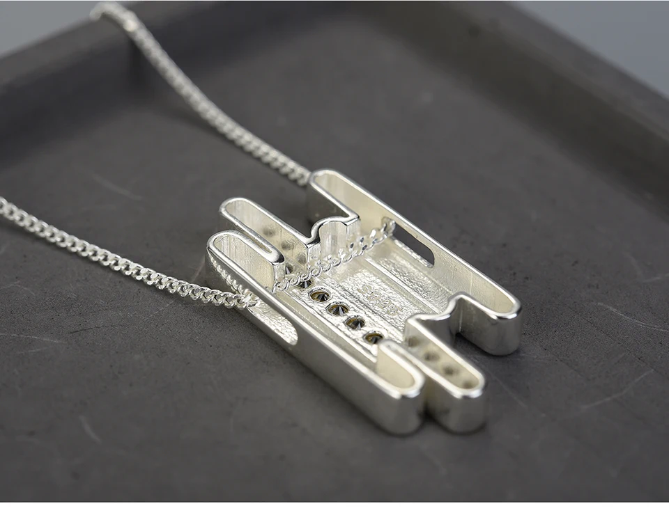 Lotus Fun реальные 925 пробы серебро ручной работы Fine Jewelry творческий минималистский Parallel Lines кулон без Цепочки и ожерелья для Для женщин